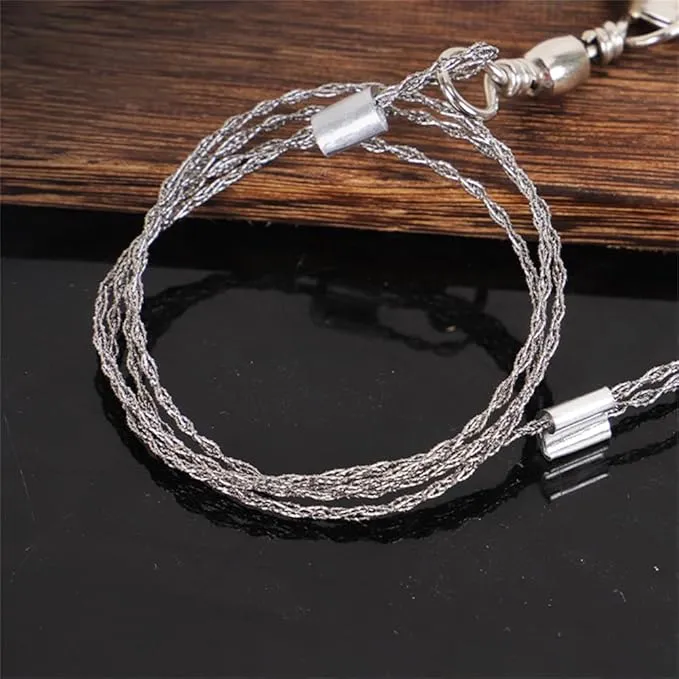 1 Pack Wire Saw I Stainless Steel Pocket Chainsaw Backpacking Gear I 21 Inch Light Weight Cable Cutting String I Emergency Camping Chainsaw Rope Kit for Cutting Trees & Wood, Silver