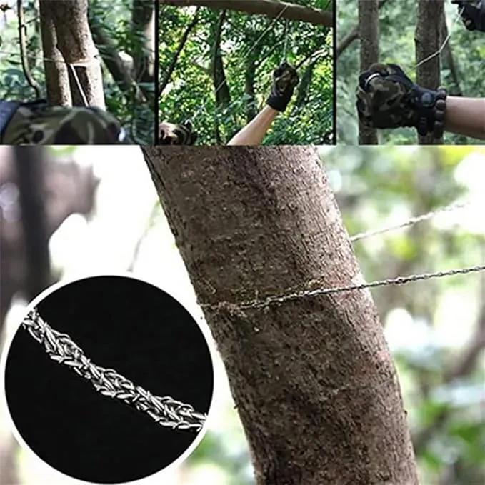1 Pack Wire Saw I Stainless Steel Pocket Chainsaw Backpacking Gear I 21 Inch Light Weight Cable Cutting String I Emergency Camping Chainsaw Rope Kit for Cutting Trees & Wood, Silver