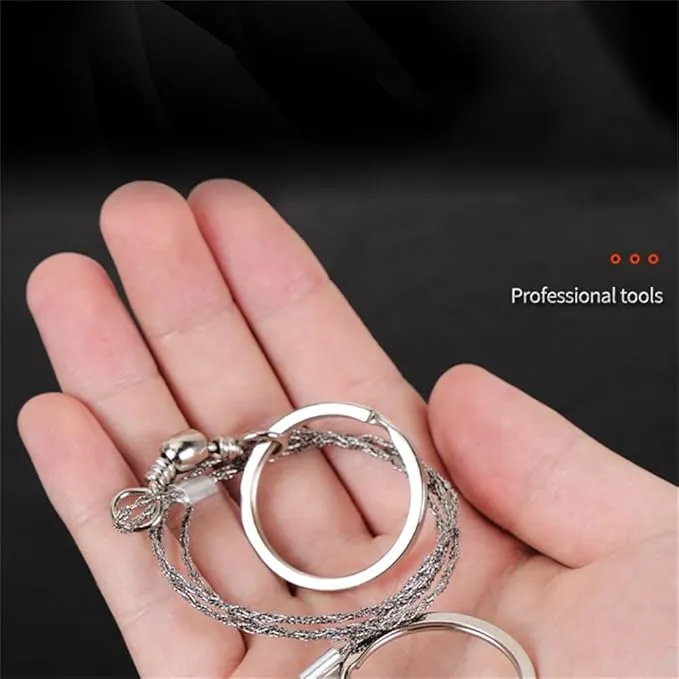 1 Pack Wire Saw I Stainless Steel Pocket Chainsaw Backpacking Gear I 21 Inch Light Weight Cable Cutting String I Emergency Camping Chainsaw Rope Kit for Cutting Trees & Wood, Silver
