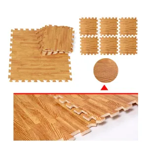 18 Sq Ft Cushioned Eva Foam Floor Mat Wood Grain Interlocking Puzzle Work Gym