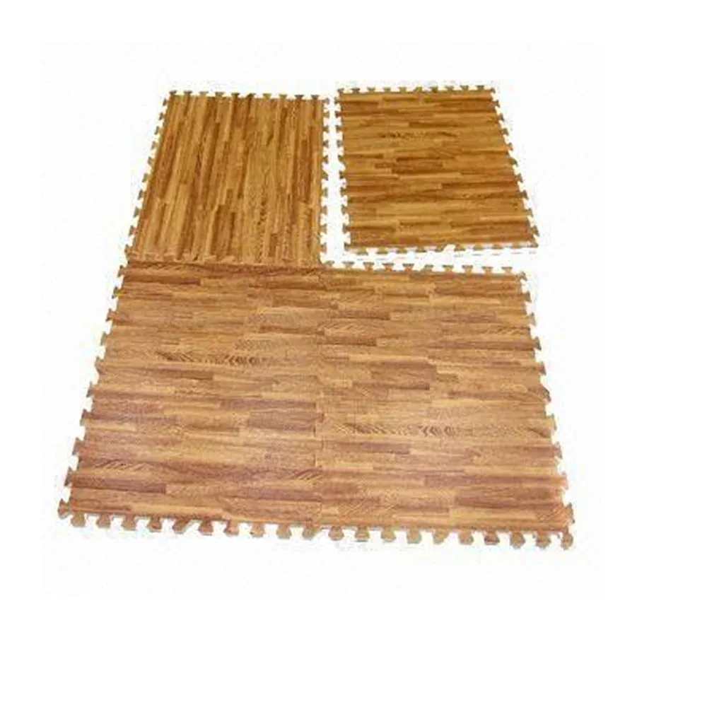 18 Sq Ft Cushioned Eva Foam Floor Mat Wood Grain Interlocking Puzzle Work Gym