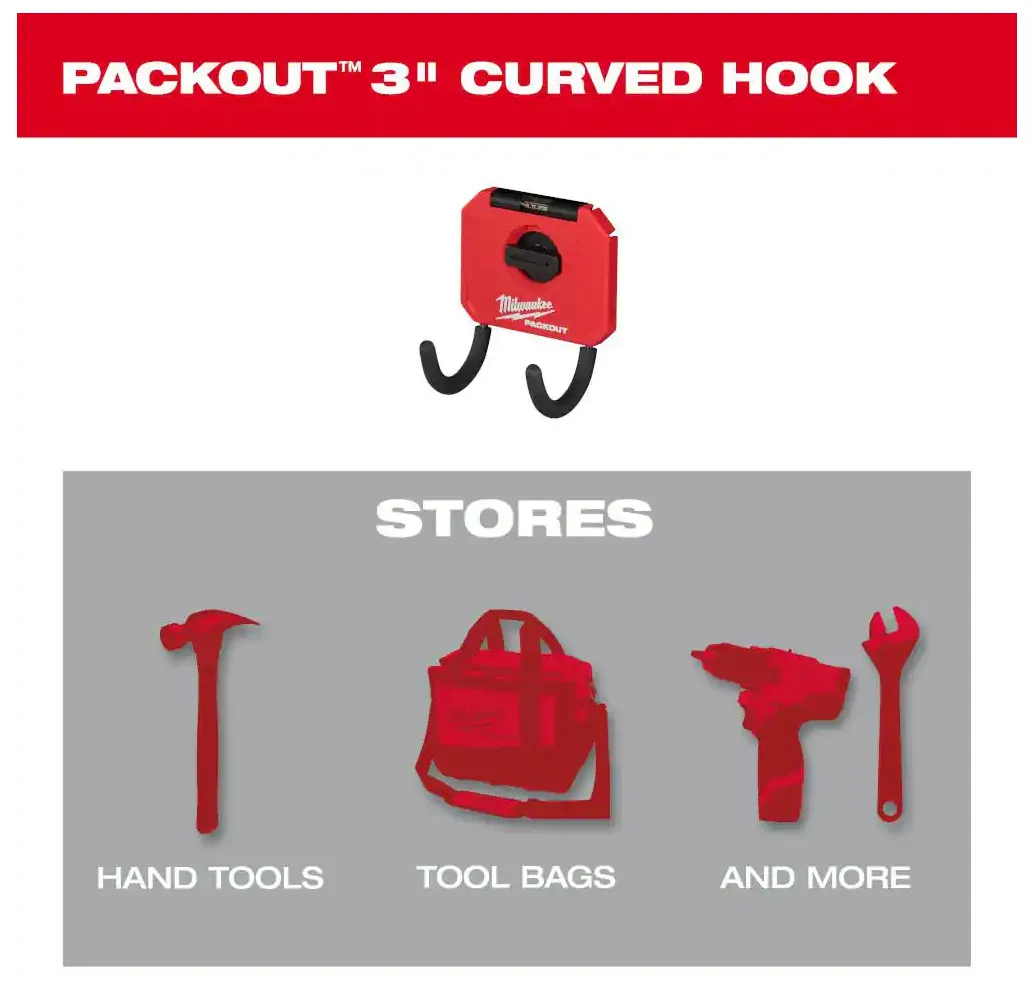 48-22-8335 Milwaukee PACKOUT 3" Small Curved Utility Hook