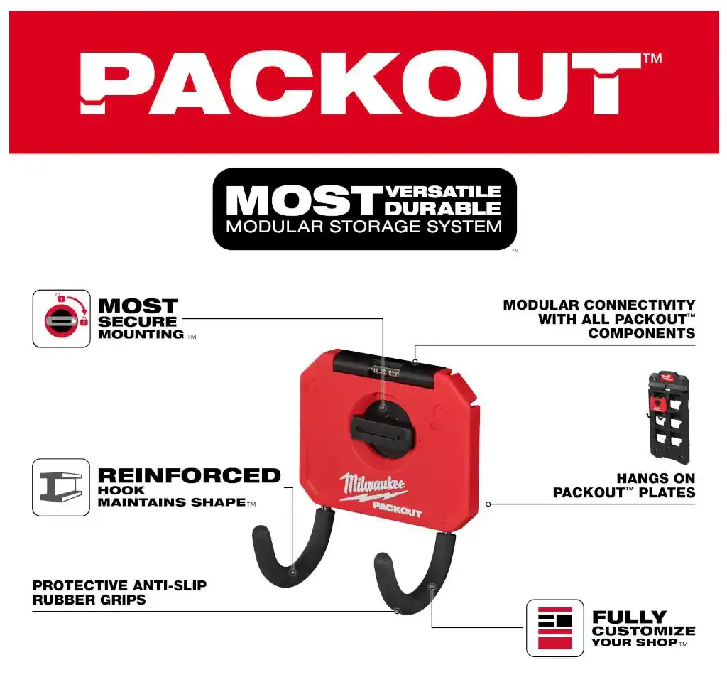 48-22-8335 Milwaukee PACKOUT 3" Small Curved Utility Hook