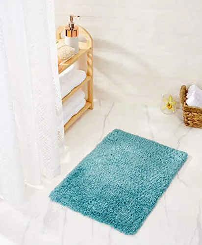 Amazon Brand - Solimo Premium Anti-Slip Microfibre Bathmat - 80cm x 50cm, Dusty Turquoise