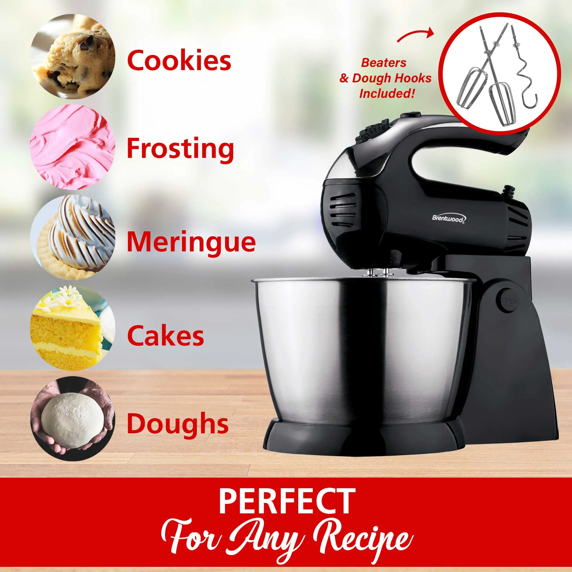 Brentwood SM-1153 5-Speed   Turbo Stand Mixer, Black