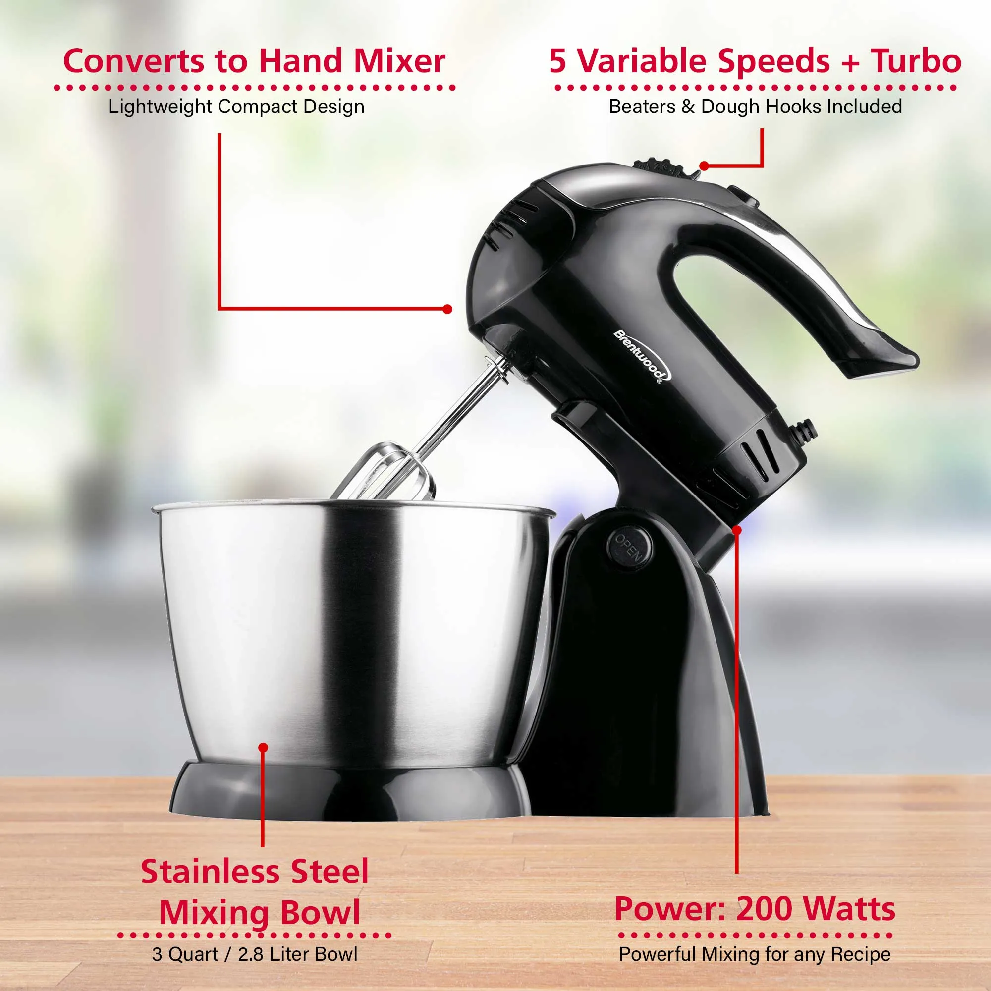 Brentwood SM-1153 5-Speed   Turbo Stand Mixer, Black