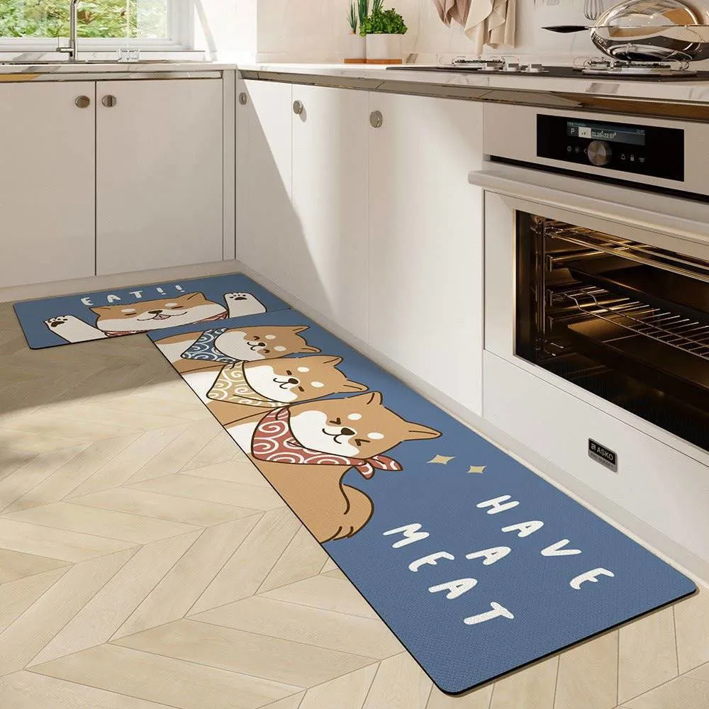 Cute Kitchen Mats-Waterproof and Oil-Proof Anti-Fatigue PU Leather Floor Mats