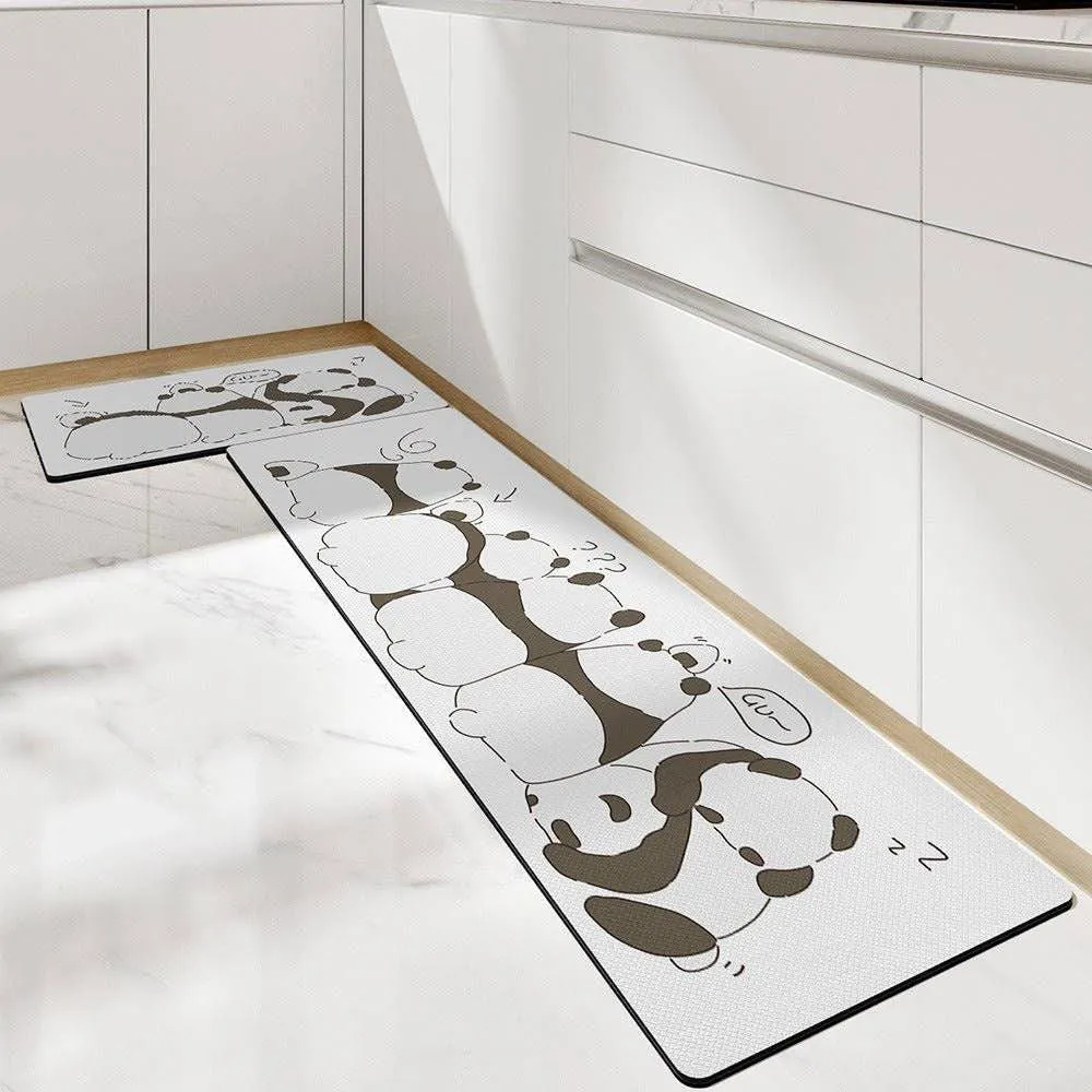 Cute Kitchen Mats-Waterproof and Oil-Proof Anti-Fatigue PU Leather Floor Mats