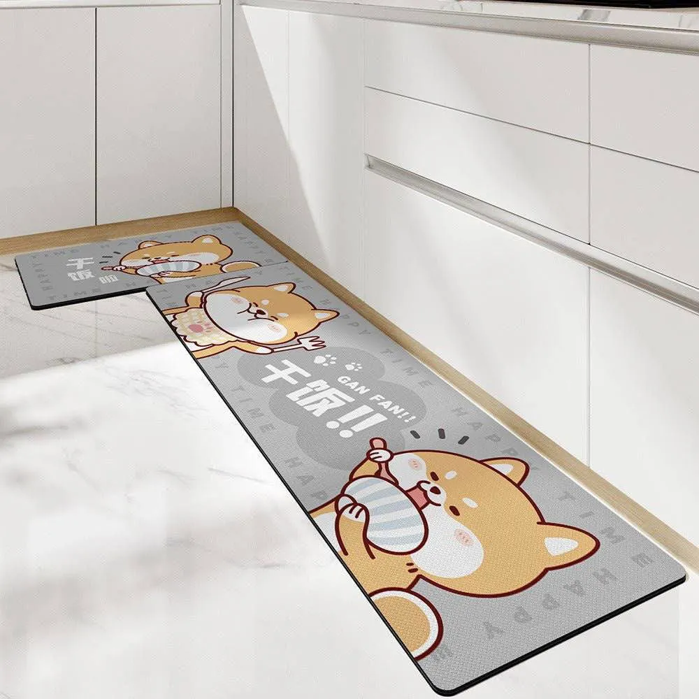 Cute Kitchen Mats-Waterproof and Oil-Proof Anti-Fatigue PU Leather Floor Mats