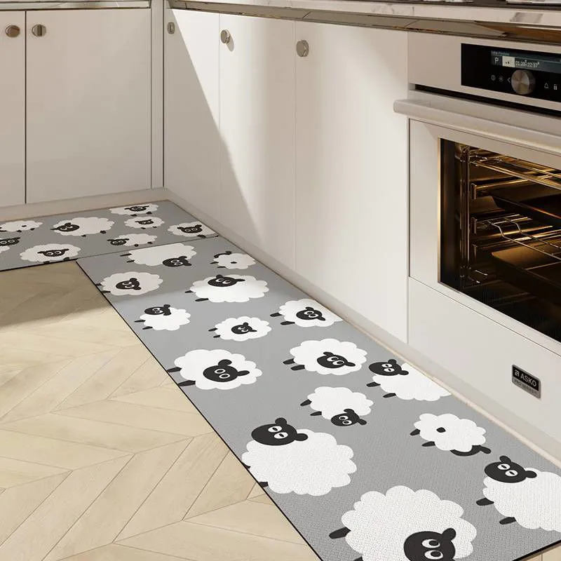 Cute Kitchen Mats-Waterproof and Oil-Proof Anti-Fatigue PU Leather Floor Mats