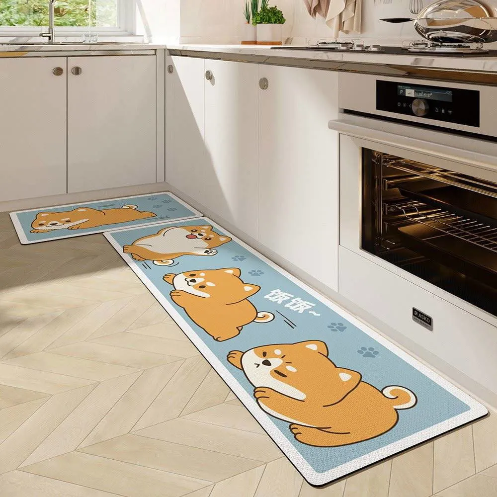 Cute Kitchen Mats-Waterproof and Oil-Proof Anti-Fatigue PU Leather Floor Mats