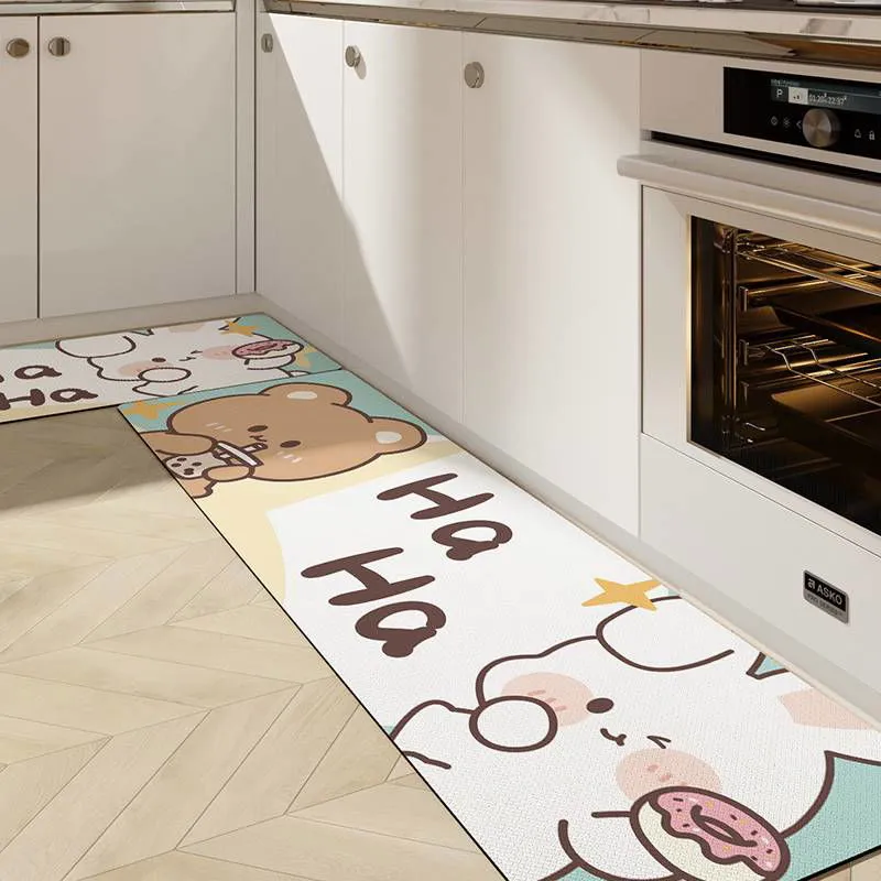 Cute Kitchen Mats-Waterproof and Oil-Proof Anti-Fatigue PU Leather Floor Mats