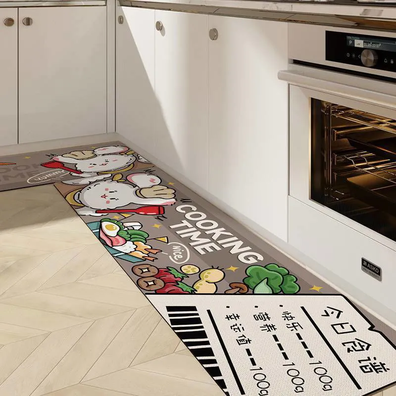 Cute Kitchen Mats-Waterproof and Oil-Proof Anti-Fatigue PU Leather Floor Mats