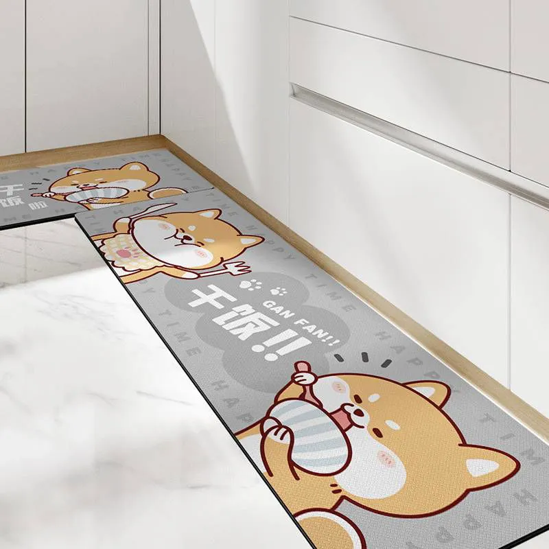 Cute Kitchen Mats-Waterproof and Oil-Proof Anti-Fatigue PU Leather Floor Mats