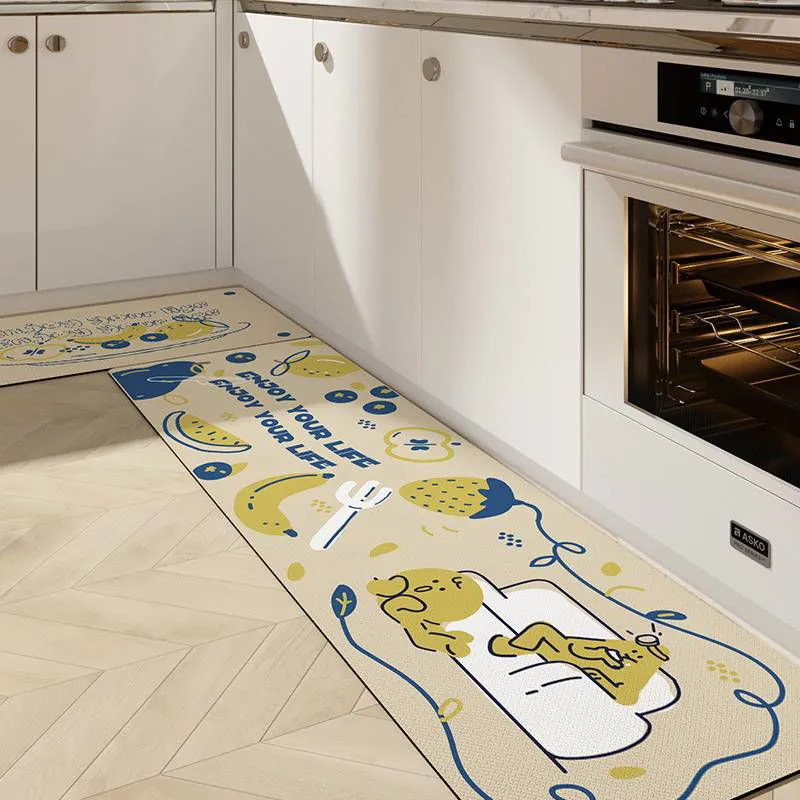 Cute Kitchen Mats-Waterproof and Oil-Proof Anti-Fatigue PU Leather Floor Mats