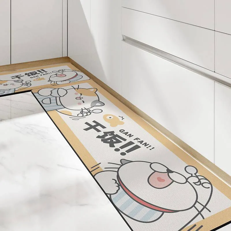 Cute Kitchen Mats-Waterproof and Oil-Proof Anti-Fatigue PU Leather Floor Mats
