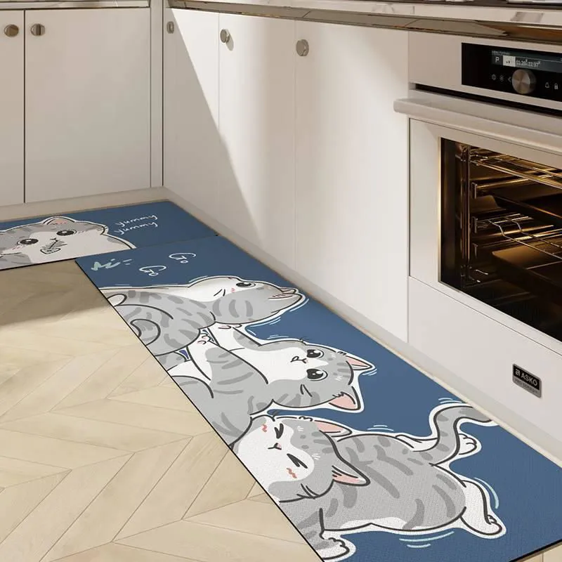 Cute Kitchen Mats-Waterproof and Oil-Proof Anti-Fatigue PU Leather Floor Mats