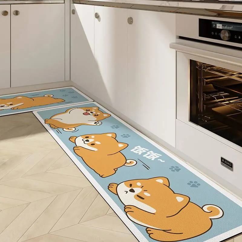 Cute Kitchen Mats-Waterproof and Oil-Proof Anti-Fatigue PU Leather Floor Mats