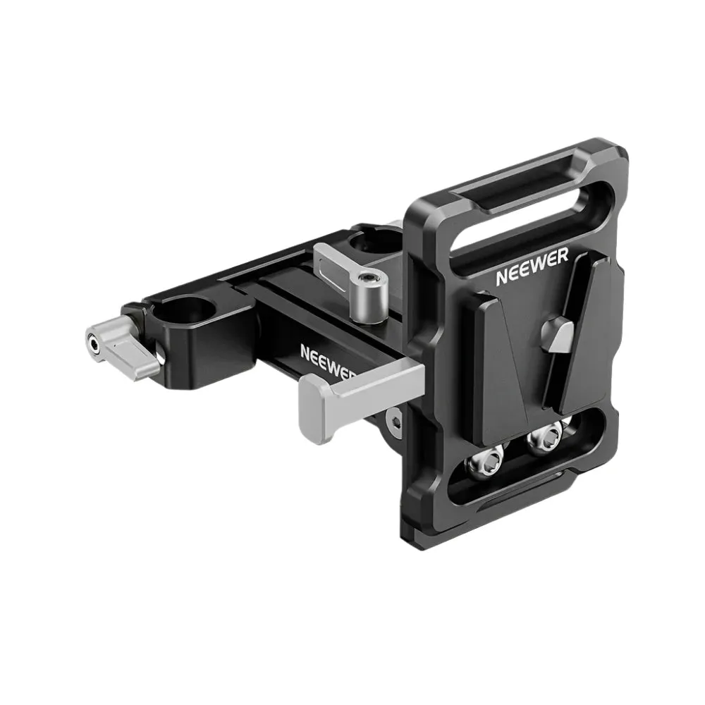 Foldable v Mount Battery Plate with 15mm Rod Clamp 180 Tilt Quick Release