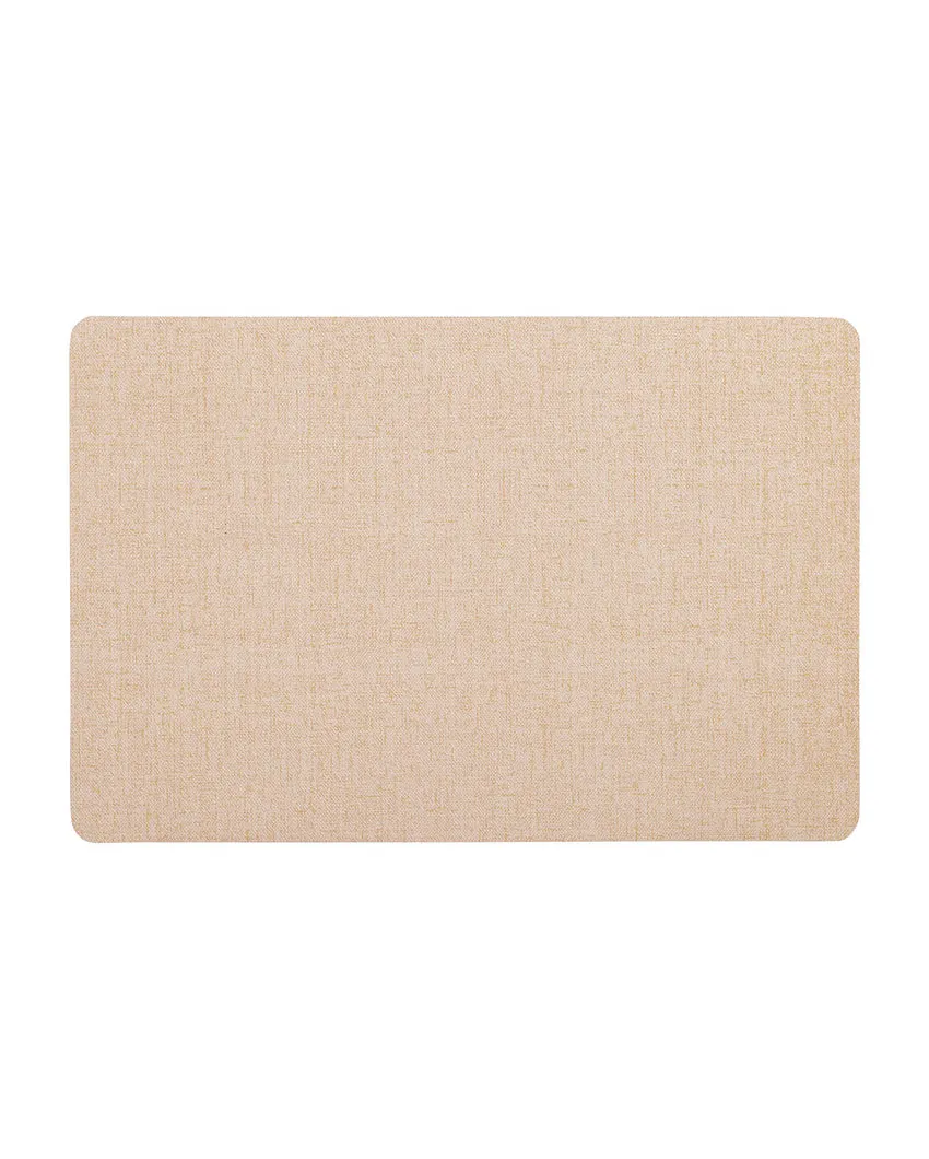 Gold and Beige PVC Solid Table Placemats | Set of 6 | 12 x 18 inches
