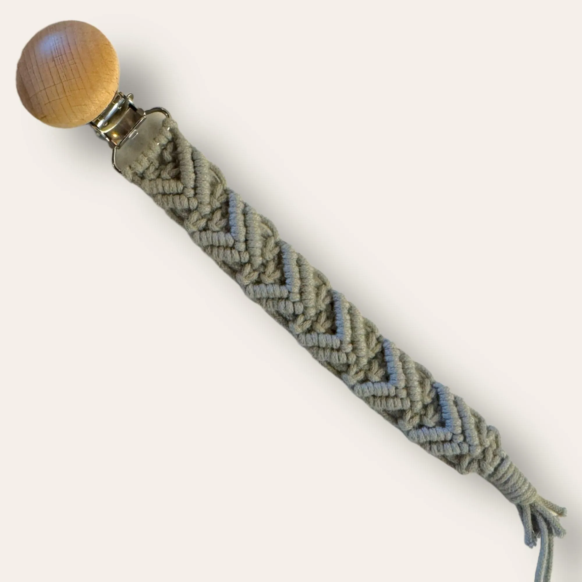 Handmade Macrame and Beechwood Pacifier Clips