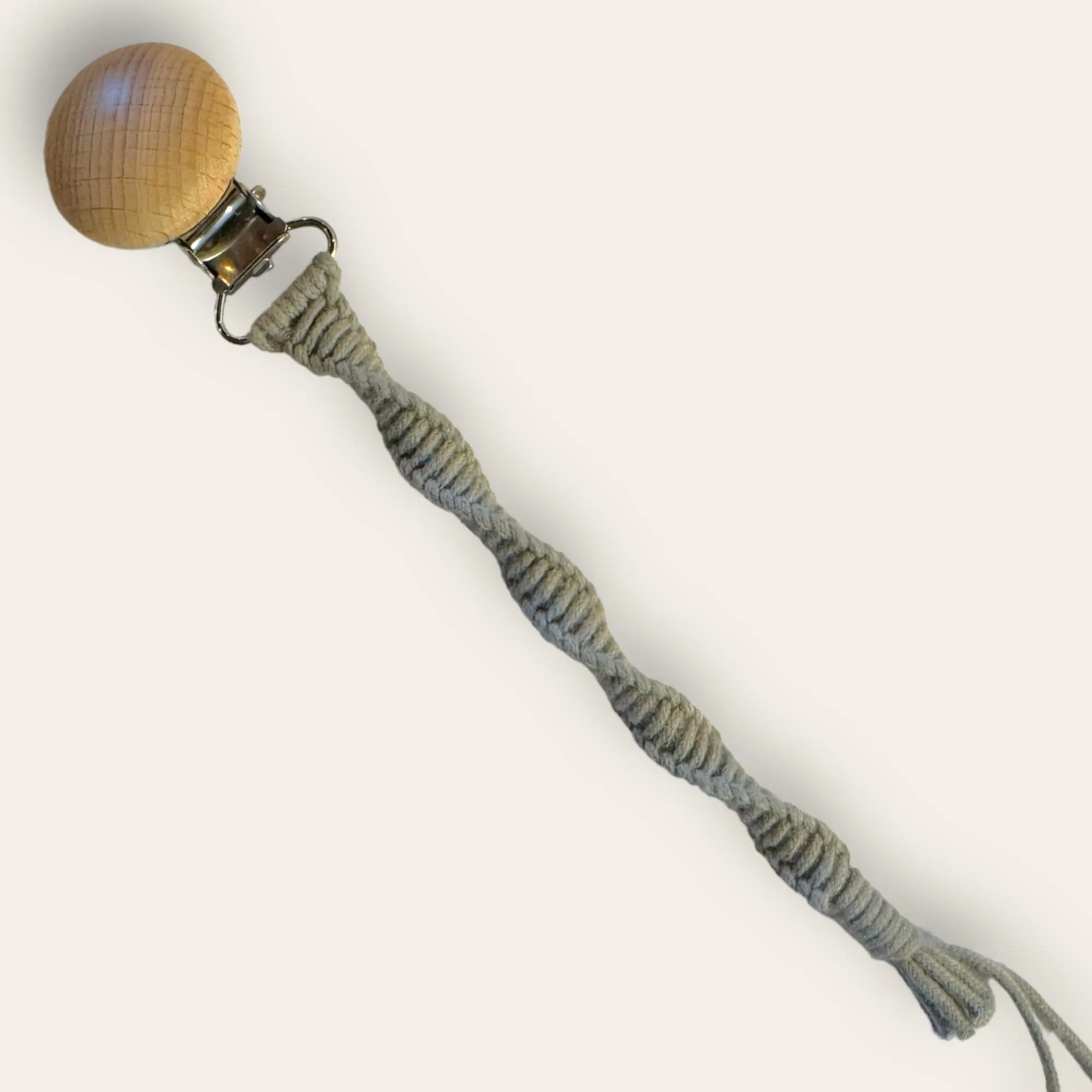 Handmade Macrame and Beechwood Pacifier Clips