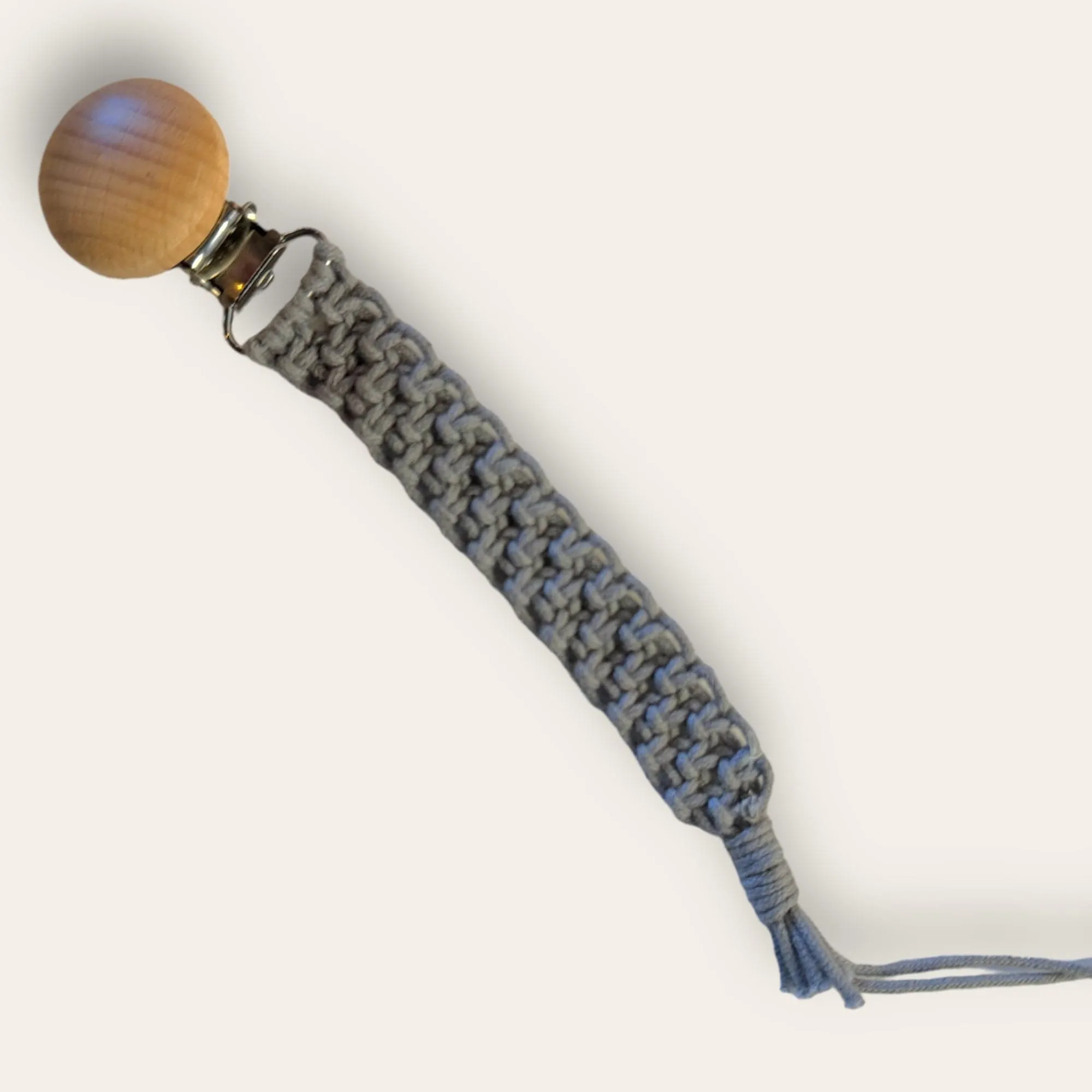 Handmade Macrame and Beechwood Pacifier Clips