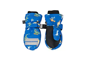 Kids Water Repellent Ski Mittens - Dino on Ice