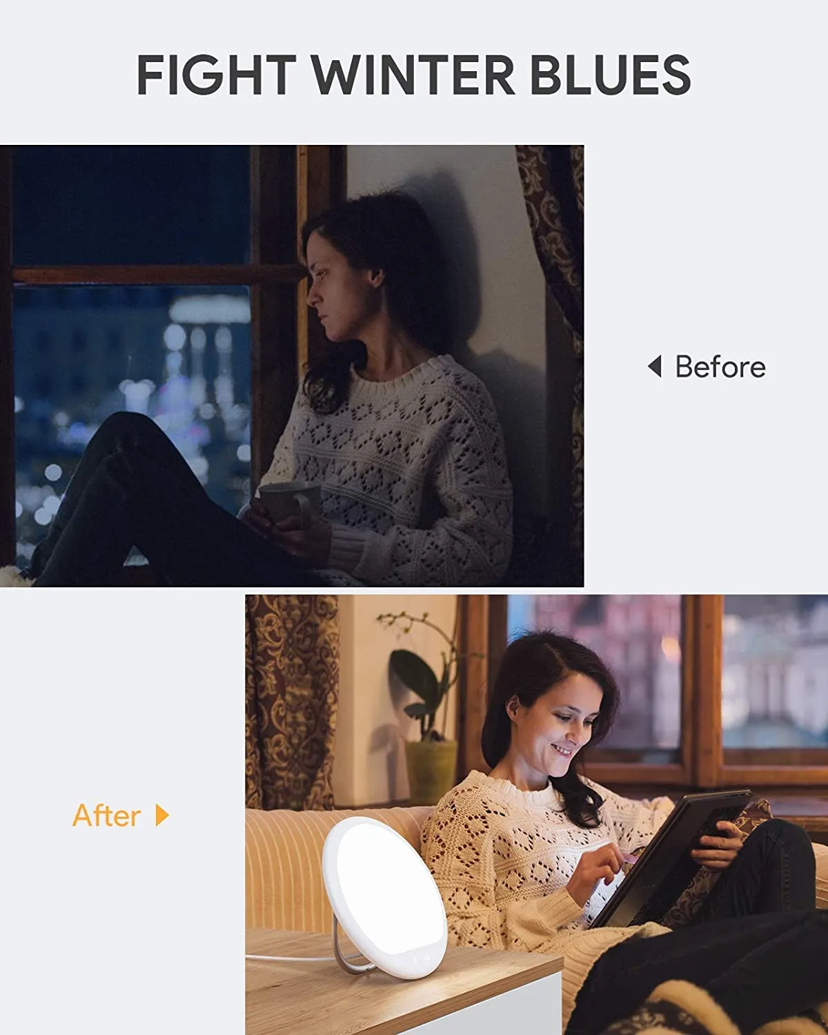 Light Therapy Lamp, UV-Free 10000 Lux LED Therapy Light