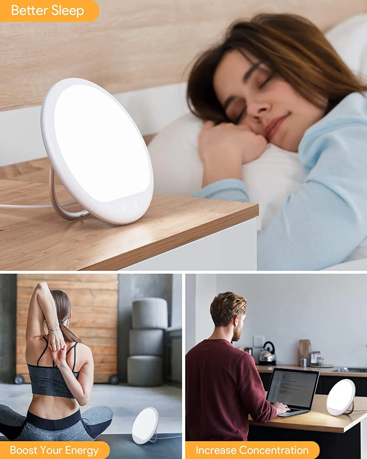Light Therapy Lamp, UV-Free 10000 Lux LED Therapy Light