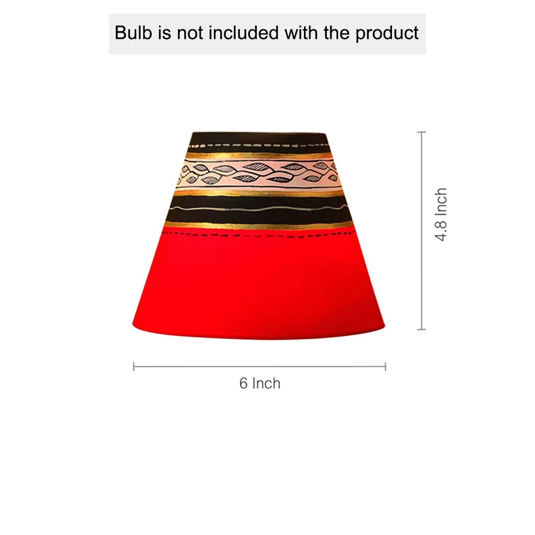 'Madhubani Shimmers' Handpainted Pot Shaped Round Table Lamp In Terracotta