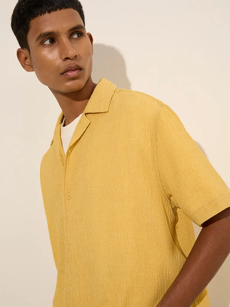 Nuon Yellow Crinkle-Textured Relaxed-Fit Shirt