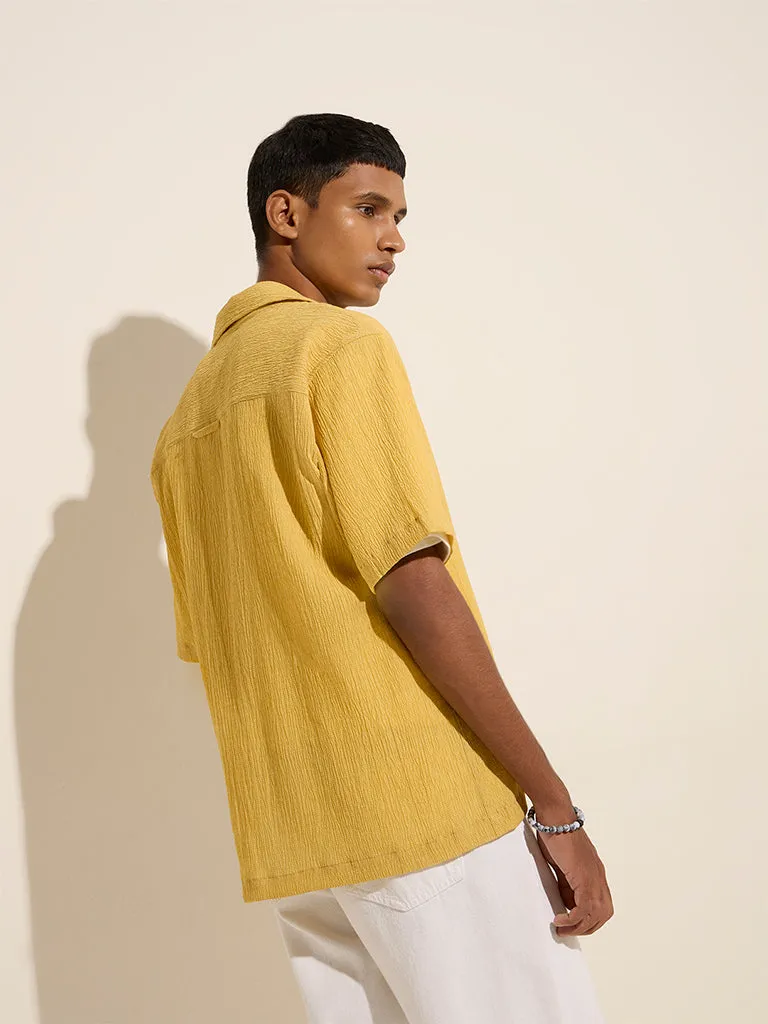 Nuon Yellow Crinkle-Textured Relaxed-Fit Shirt