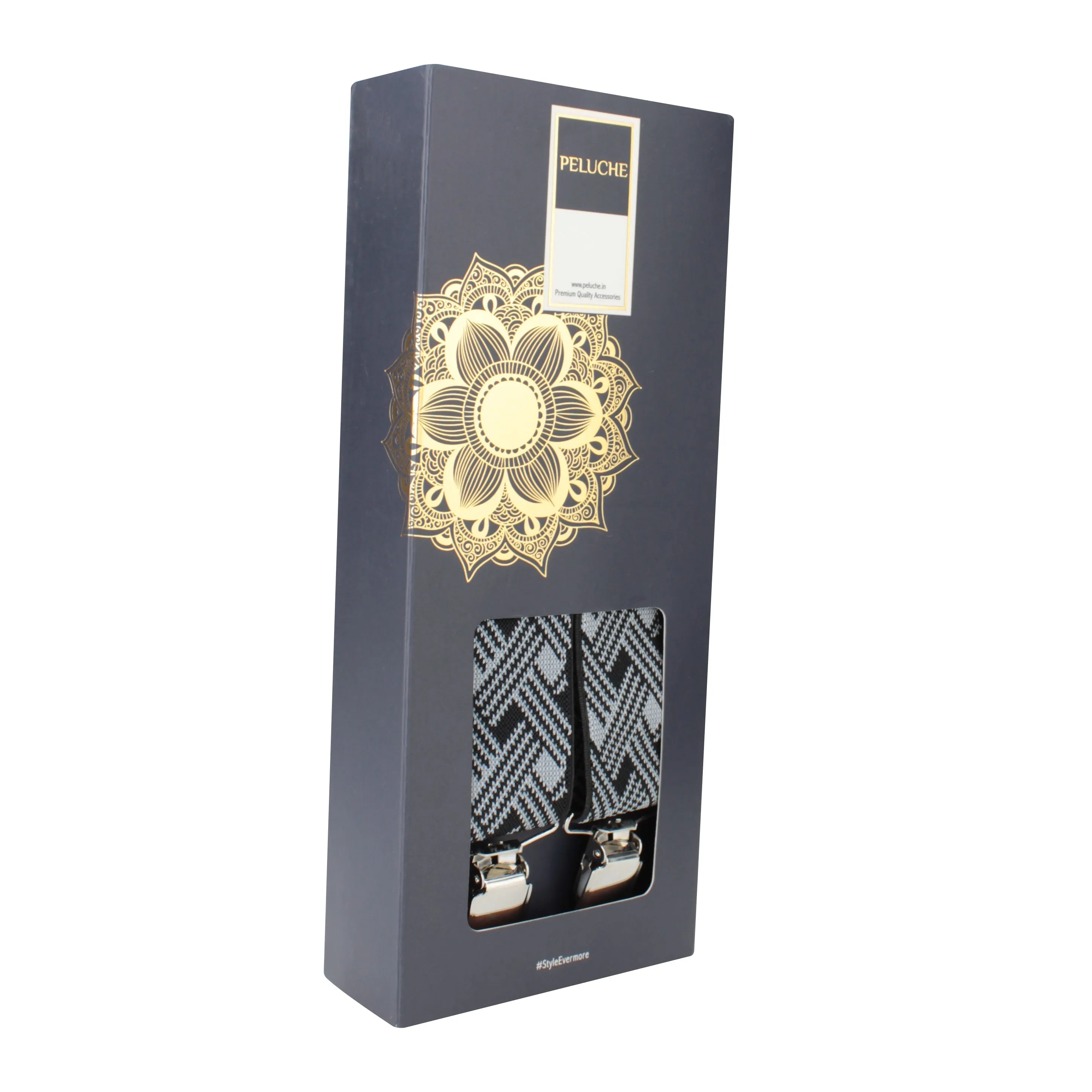 Peluche Abtract Mosaic Black Suspender for Men