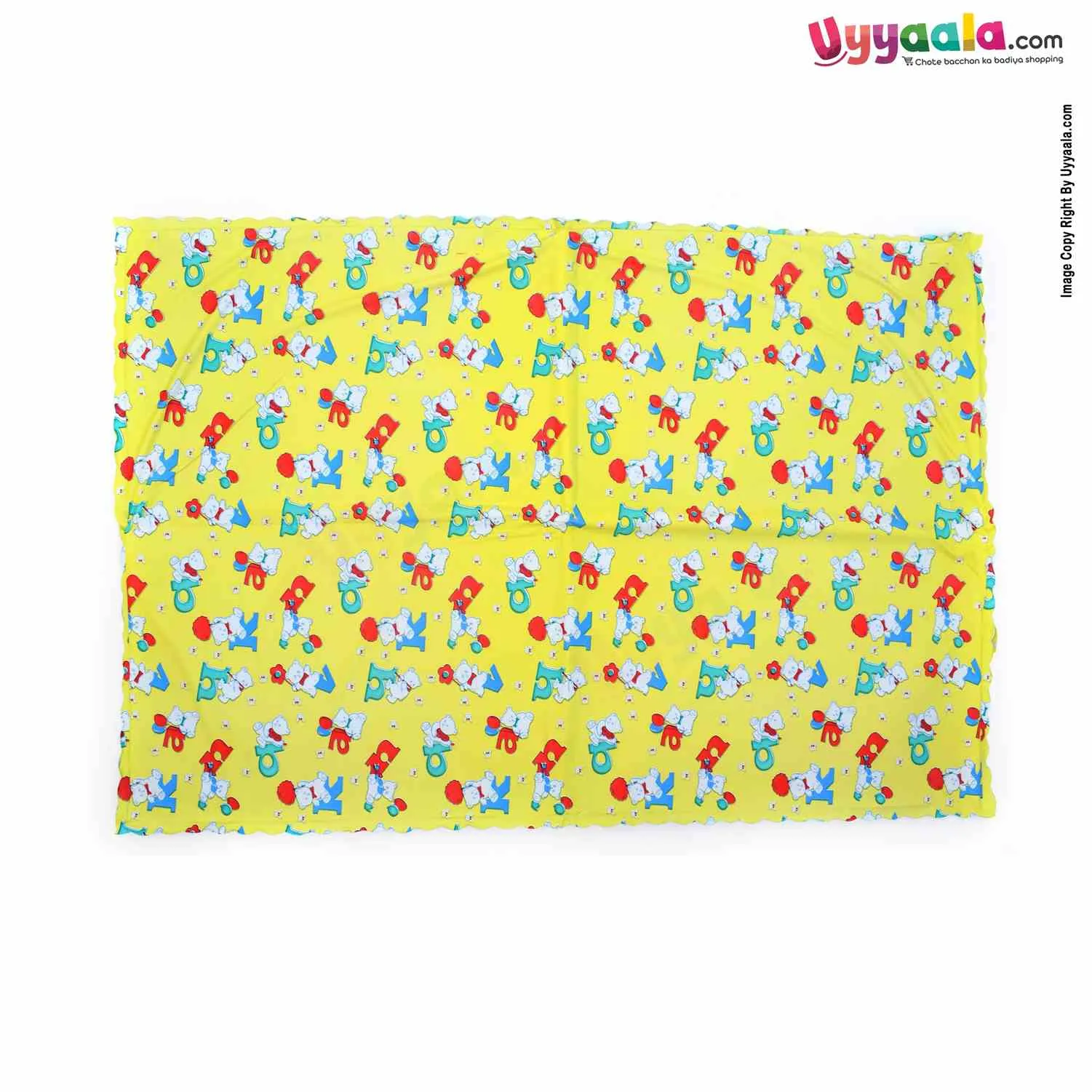 Plastic Sleeping mats Water Proof bed Protector with Foam Cushioned for Babies with Alphabets & Teddy Bear Print Medium