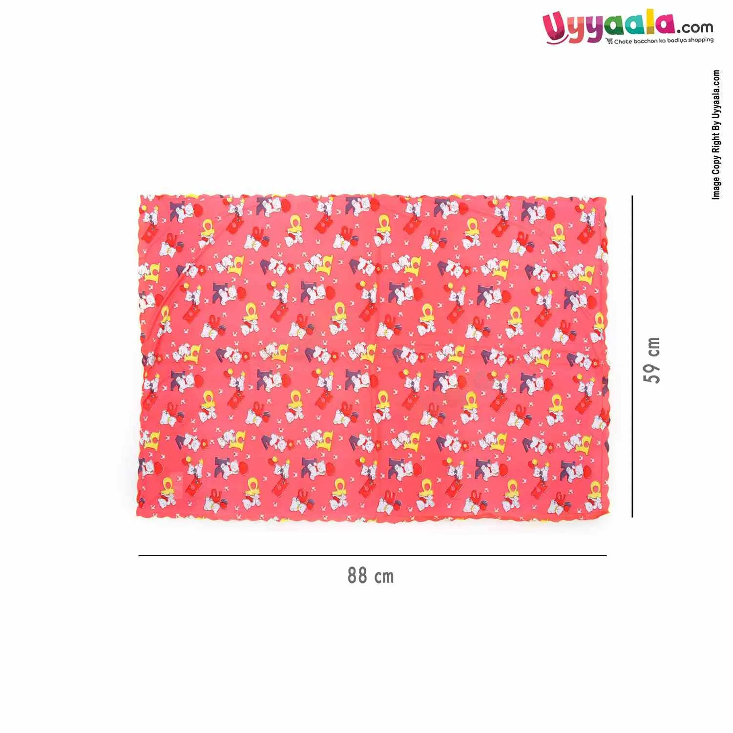 Plastic Sleeping mats Water Proof bed Protector with Foam Cushioned for Babies with Alphabets & Teddy Bear Print Medium
