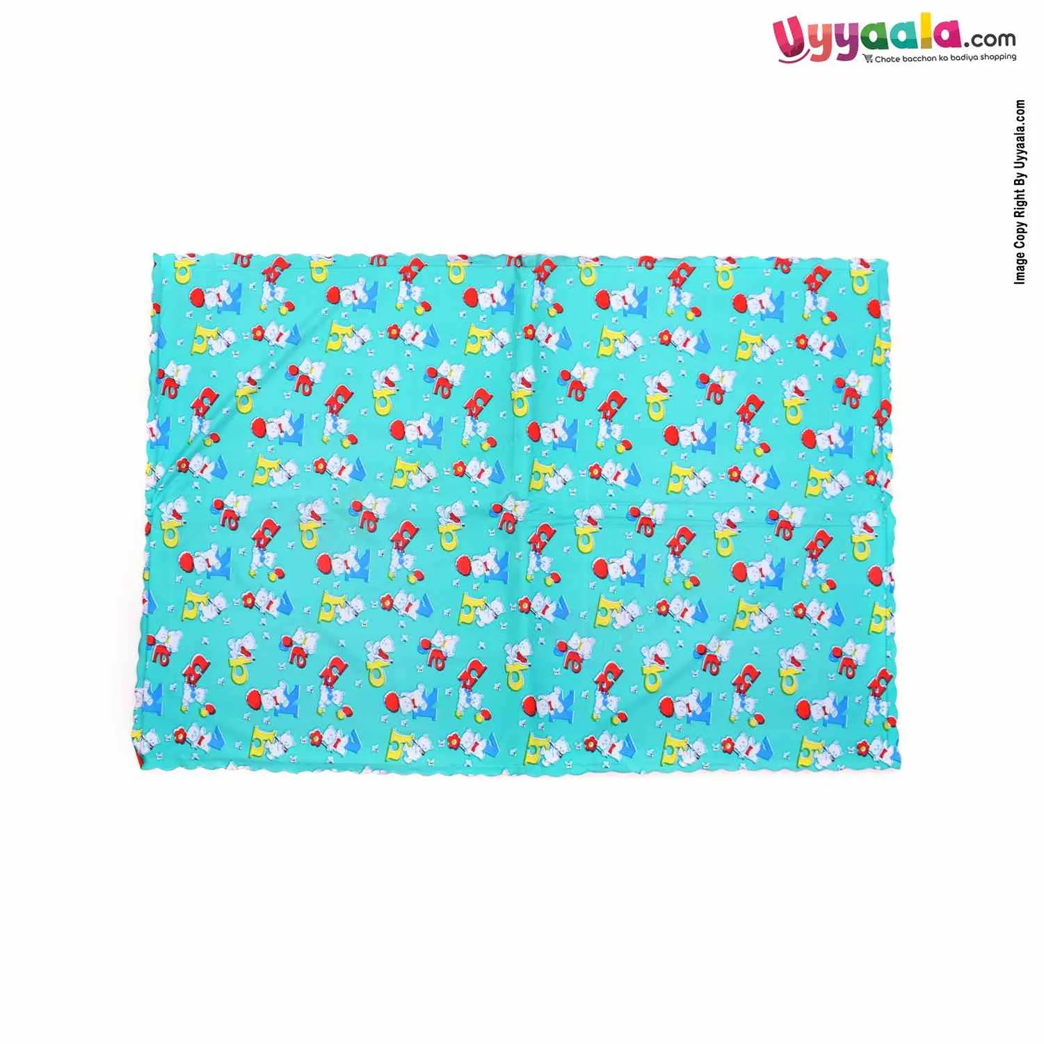 Plastic Sleeping mats Water Proof bed Protector with Foam Cushioned for Babies with Alphabets & Teddy Bear Print Medium