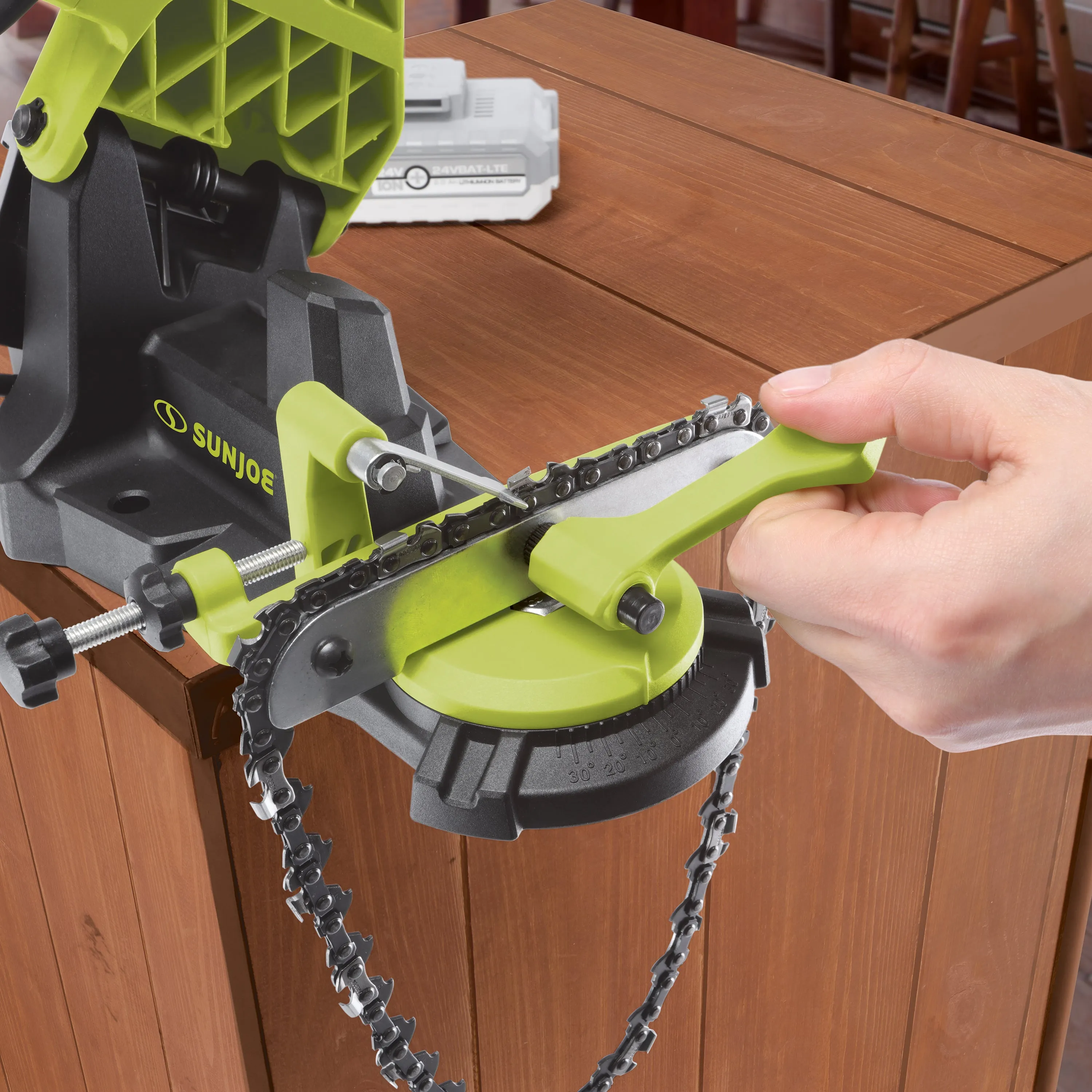 Sun Joe 24V-CSSHRP-CT 24-Volt IONMAX Cordless Mountable Chain Saw Sharpener | Tool Only
