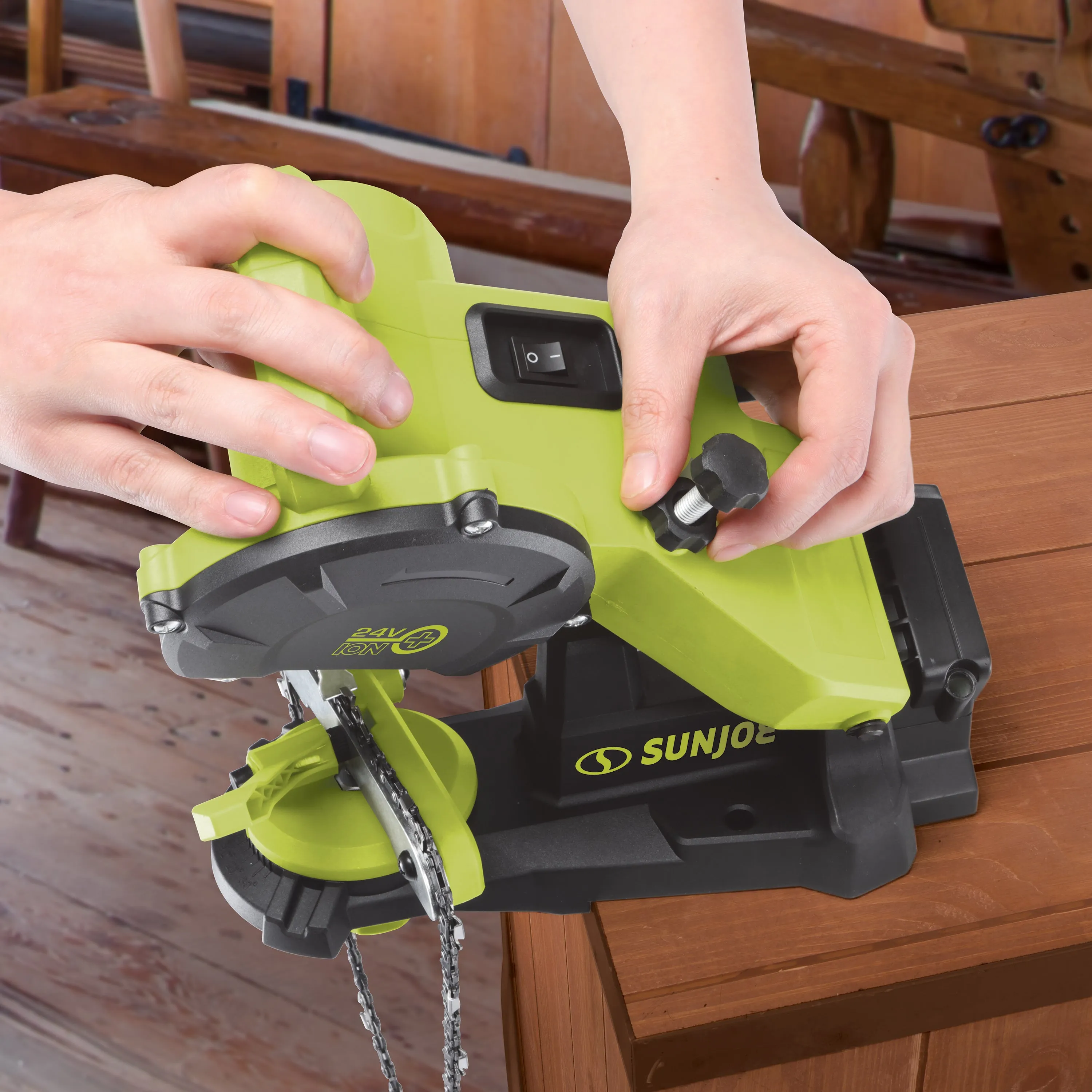 Sun Joe 24V-CSSHRP-CT 24-Volt IONMAX Cordless Mountable Chain Saw Sharpener | Tool Only