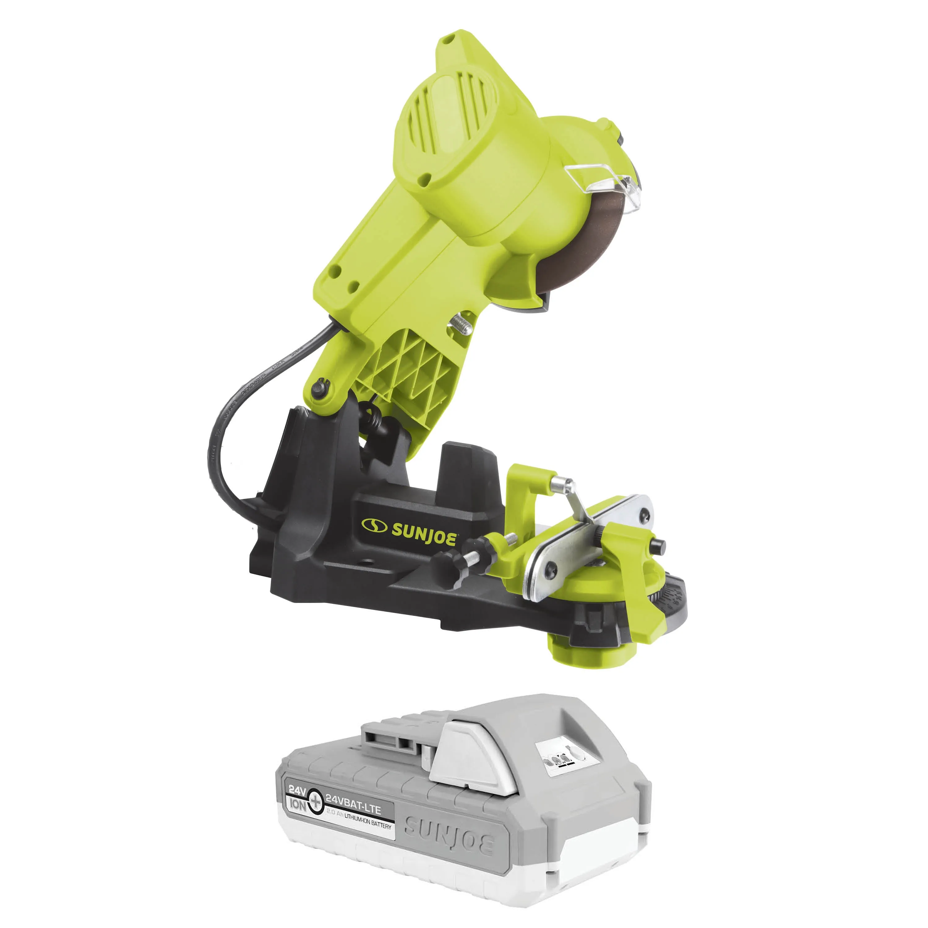 Sun Joe 24V-CSSHRP-LTE 24-Volt* IONMAX Cordless Mountable Chain Saw Sharpener Kit | W/ 2.0-Ah Battery   Charger