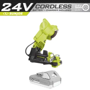 Sun Joe 24V-CSSHRP-LTE 24-Volt* IONMAX Cordless Mountable Chain Saw Sharpener Kit | W/ 2.0-Ah Battery   Charger