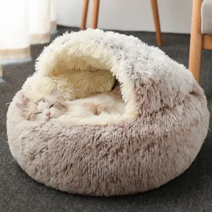 Super Soft Cat Dog Bed Kennel Winter Warm Round Dog Puppy Sleeping Cushion Long Plush Pet House