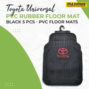 Toyota Universal PVC Rubber Floor Mat Black Mix Design - 5 Pcs - Pvc Floor Mats | Car Mats | Vehicle Mats | Foot Mat For Car