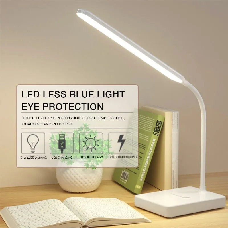 Usb Charging Desk Lamp Led Eye Protection Dimmable Reading Light Student Study Night Light Touch Switch Folding Table Lamp
