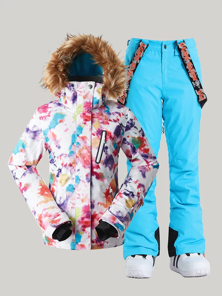 Women's Camo Ski Suit Snowboard Jacket And Pants Set
