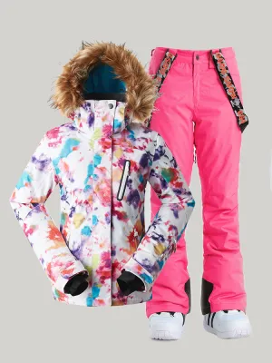 Women's Camo Ski Suit Snowboard Jacket And Pants Set